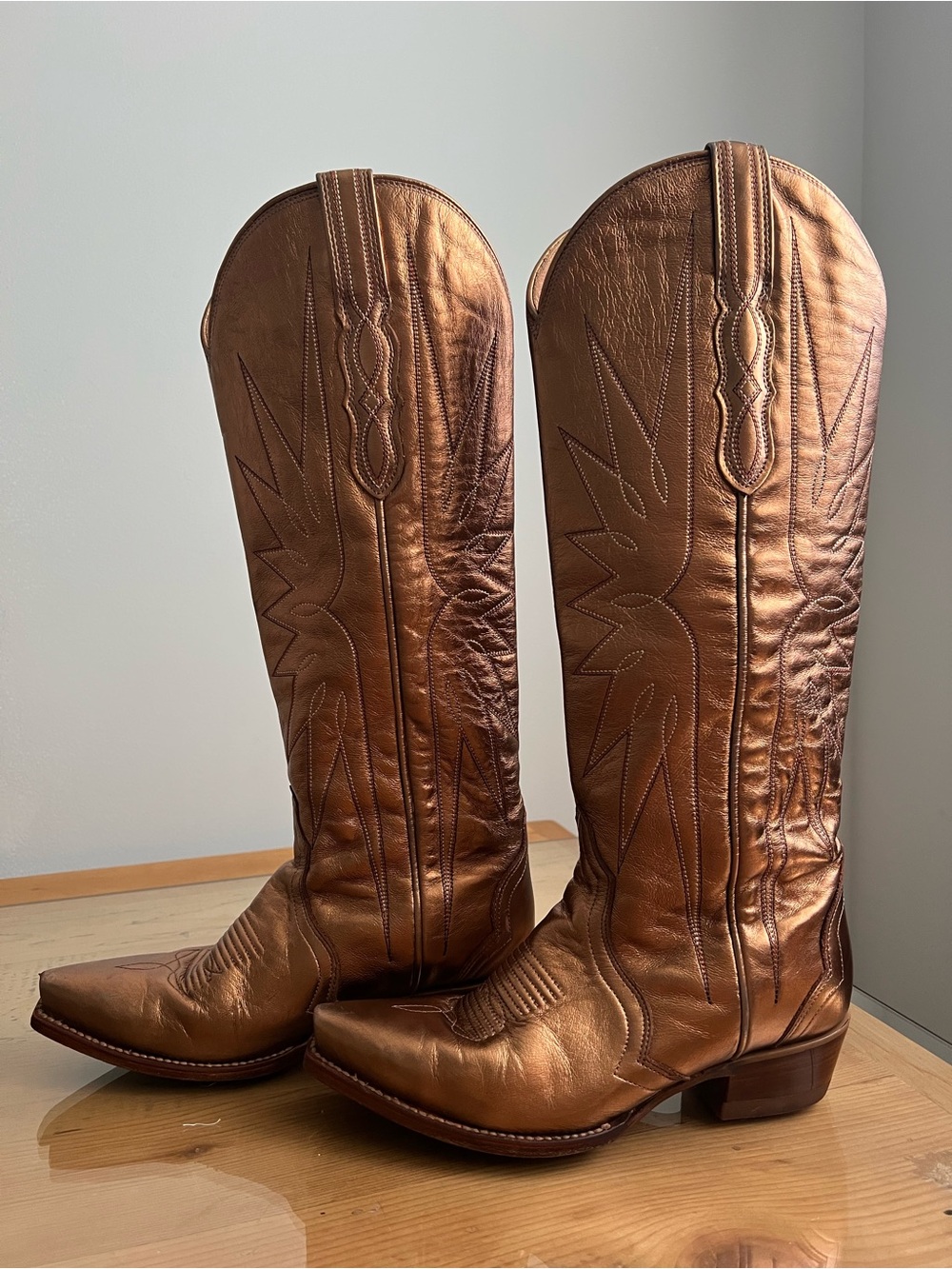 Tecovas Loretta Metallic Copper Brown Western Cowboy Boots size 6.5
